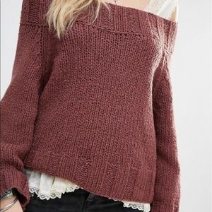 Free People Off the Shoulder Knit Sweater